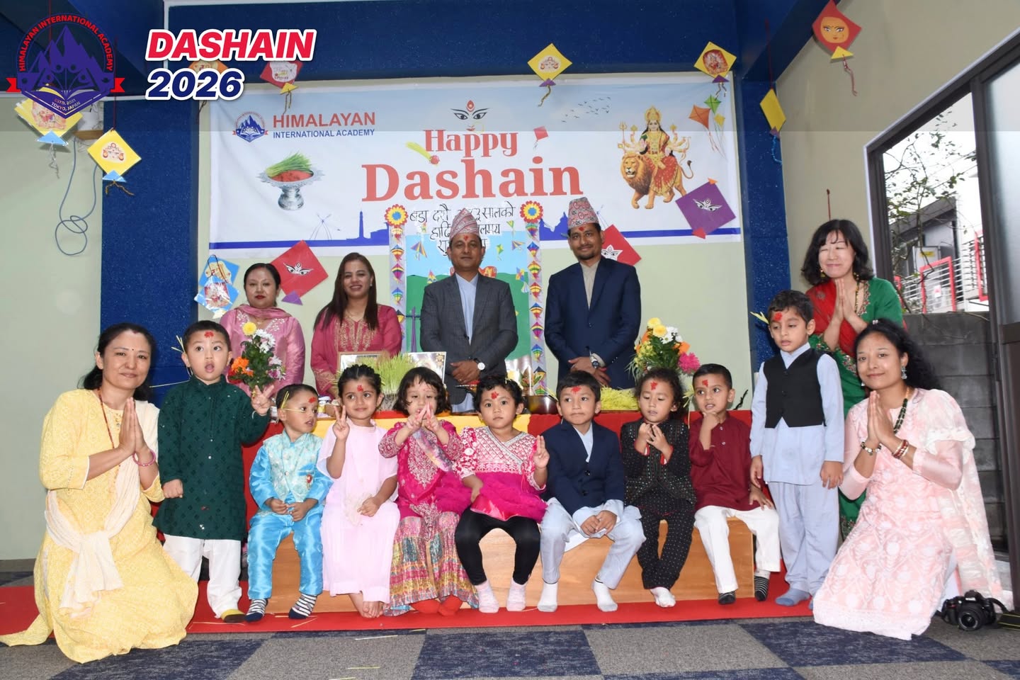 HIA students in festive outfits for the Dashain group photo (2)