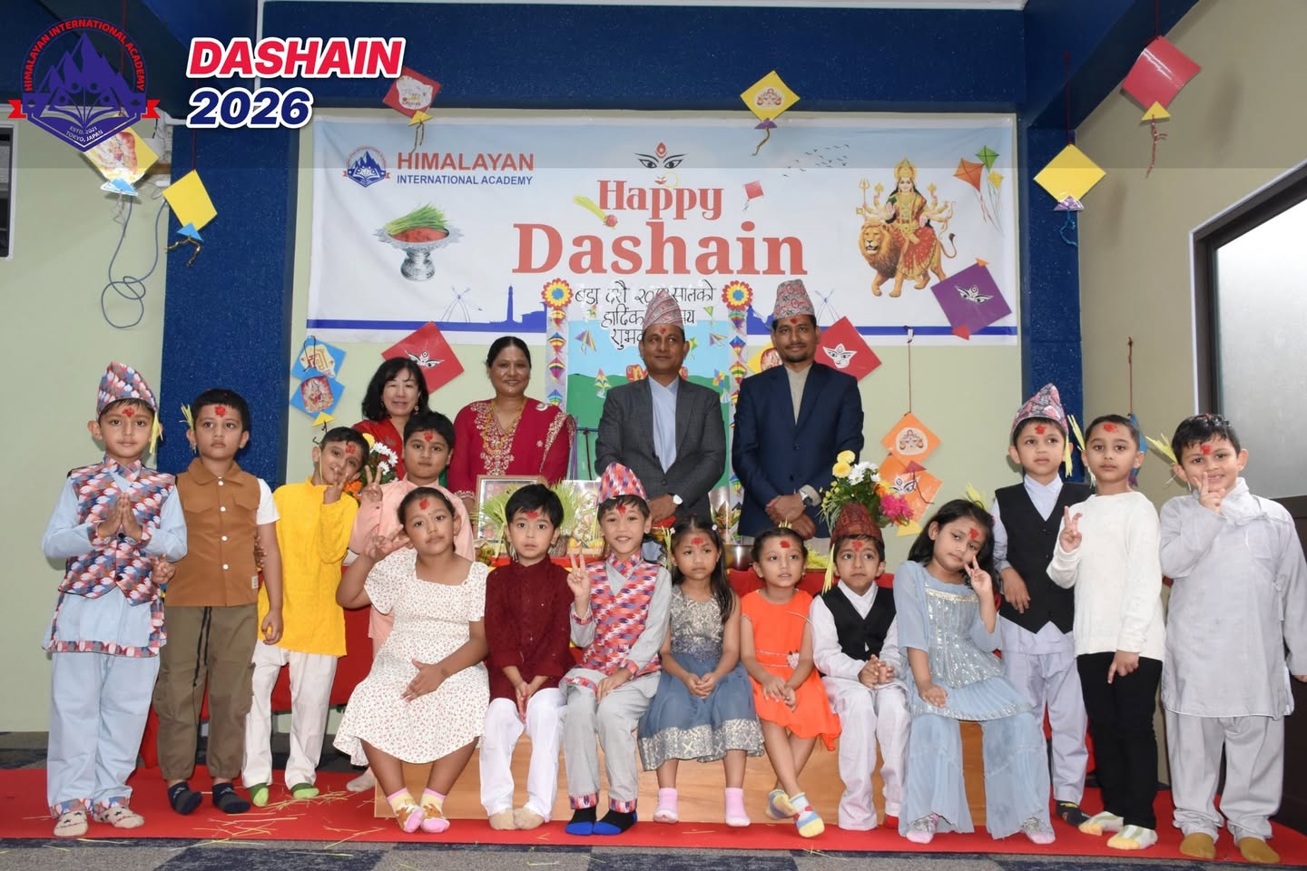 HIA students in festive outfits for the Dashain group photo (3)